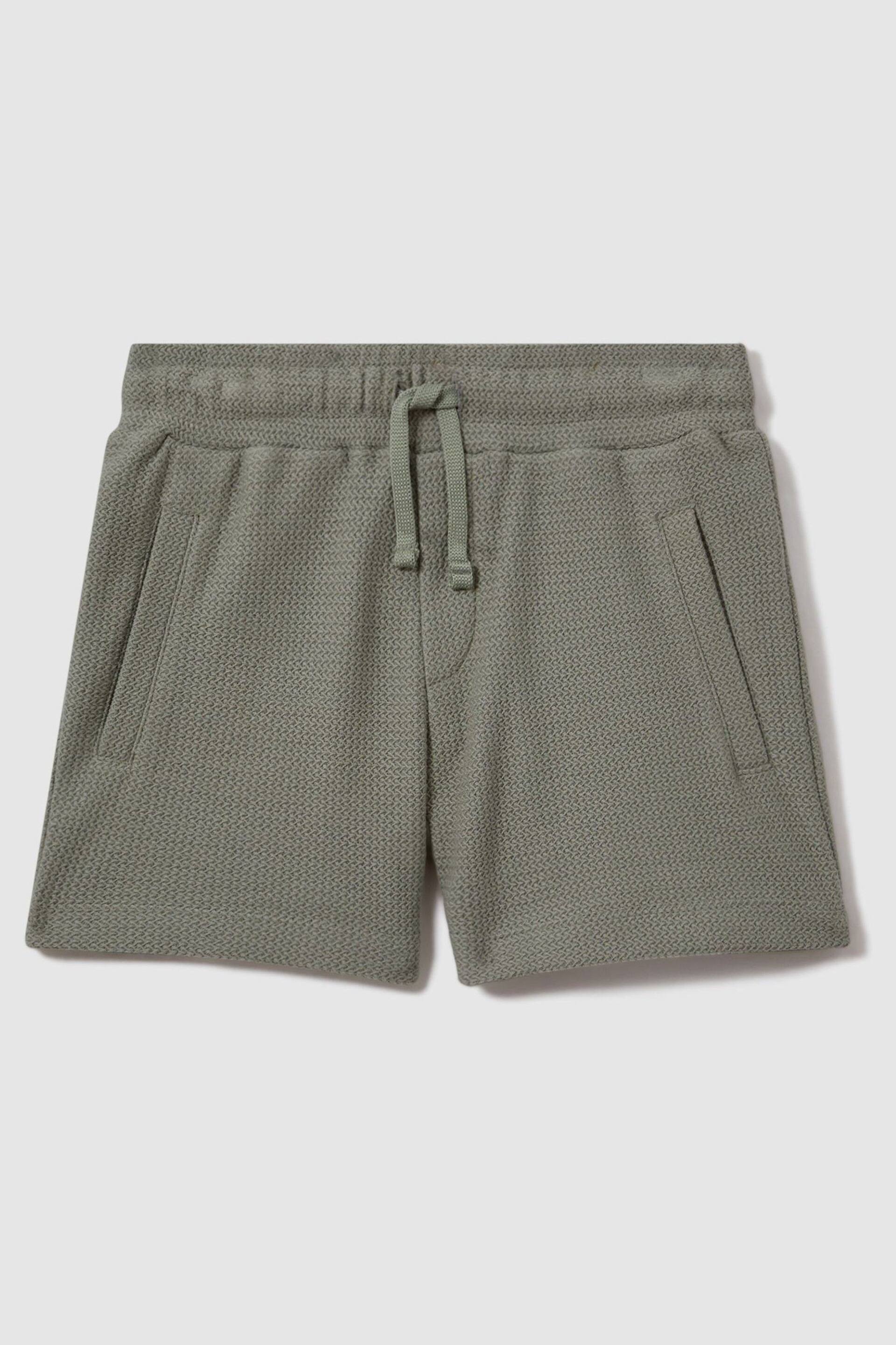 Reiss Pistachio Hester Senior Textured Cotton Drawstring Shorts - Image 2 of 3