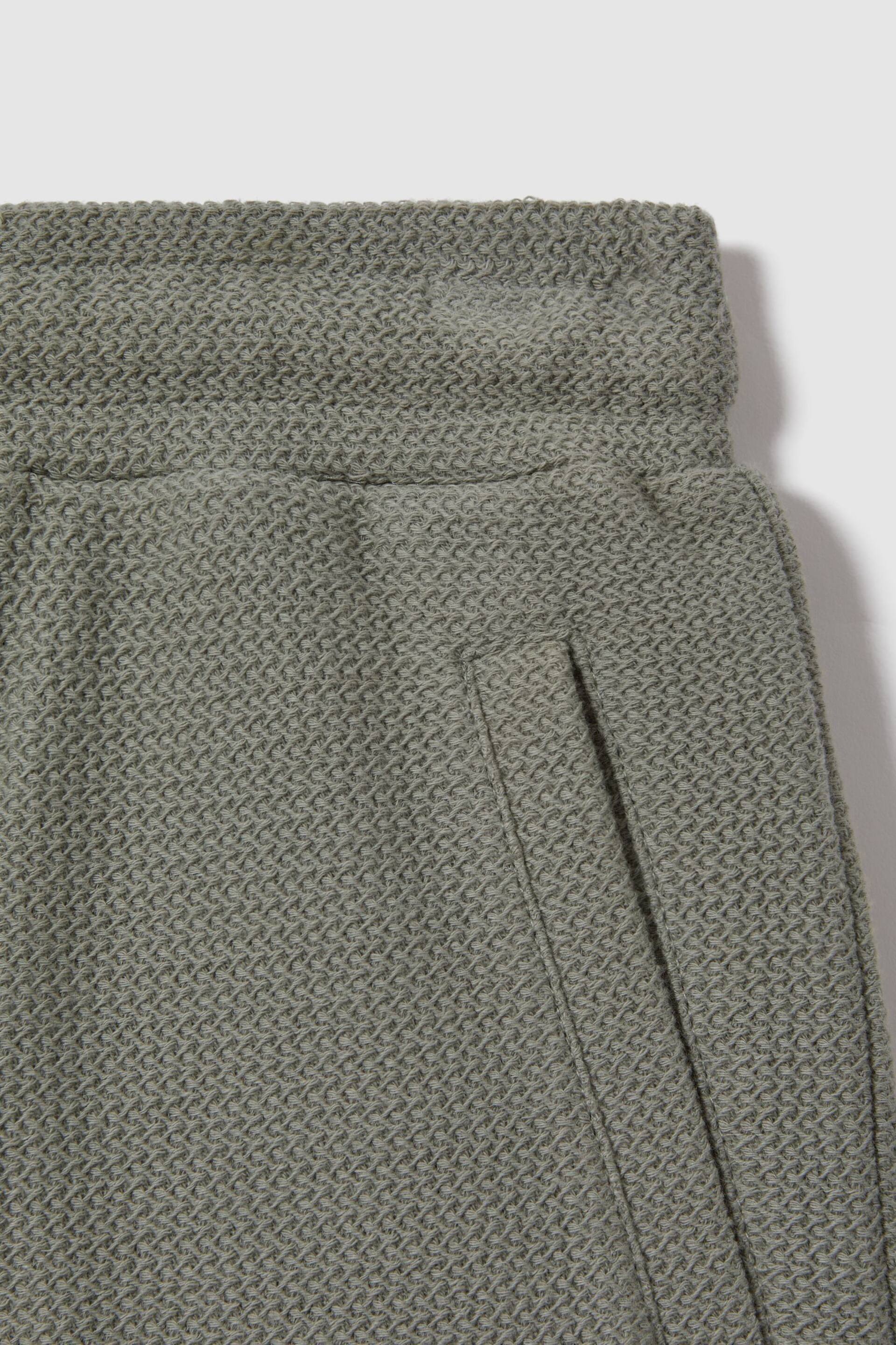 Reiss Pistachio Hester Senior Textured Cotton Drawstring Shorts - Image 3 of 3
