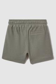 Reiss Pistachio Hester Junior Textured Cotton Drawstring Shorts - Image 2 of 3