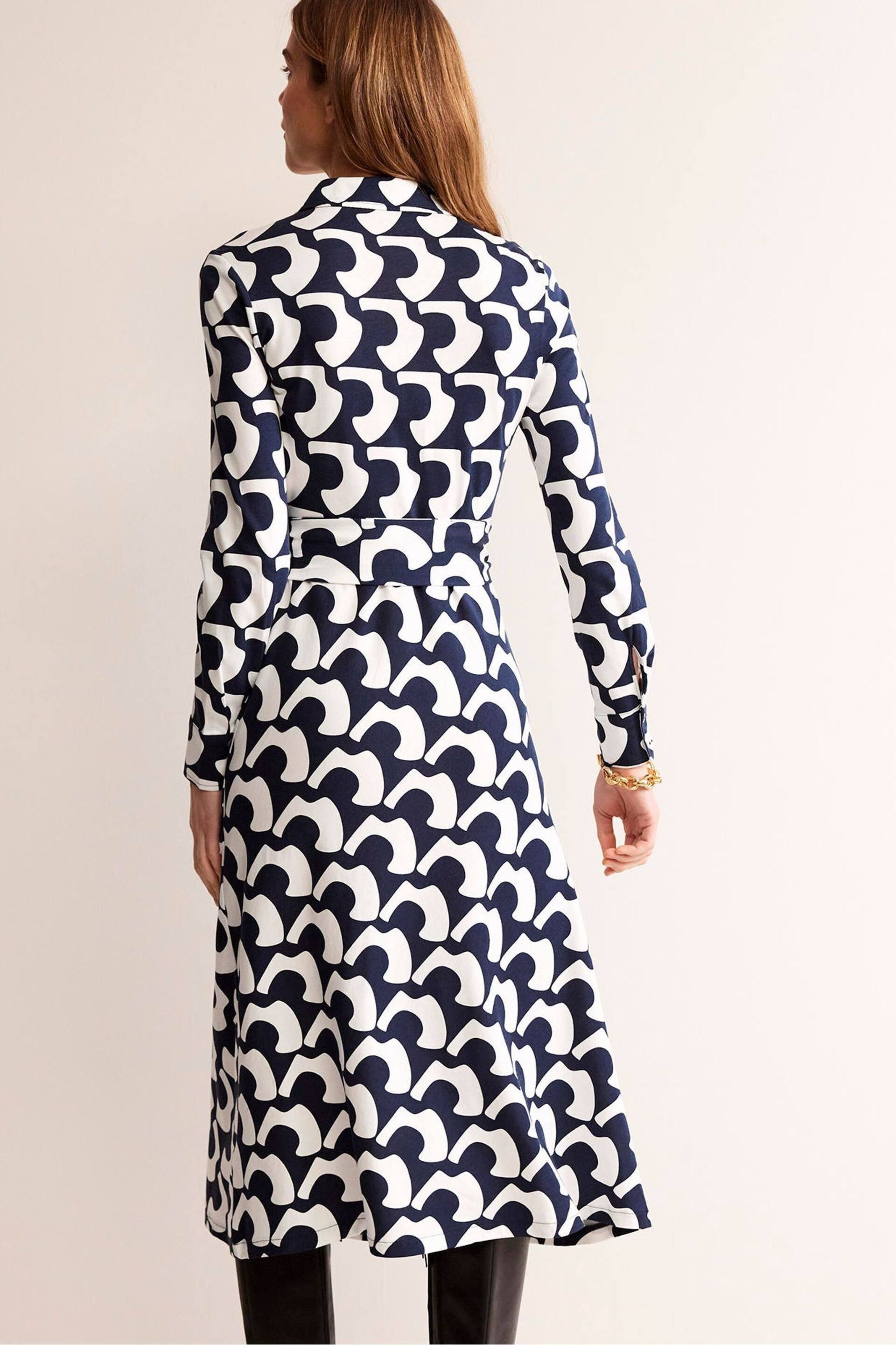 Boden Black/White Laura Jersey Midi Shirt Dress - Image 2 of 4
