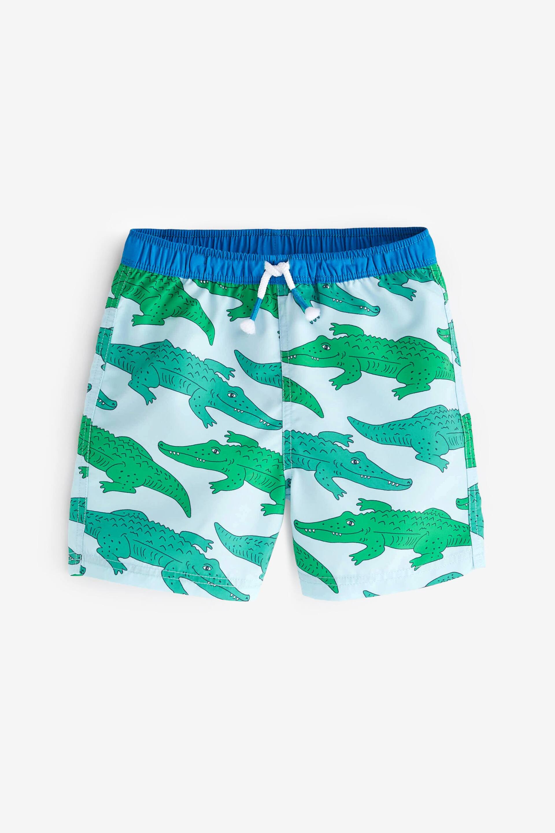 Boden Green Crocodile Swim Shorts - Image 1 of 3