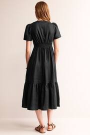 Boden Black Short Sleeve Linen Midi Dress - Image 2 of 5