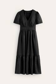 Boden Black Short Sleeve Linen Midi Dress - Image 5 of 5
