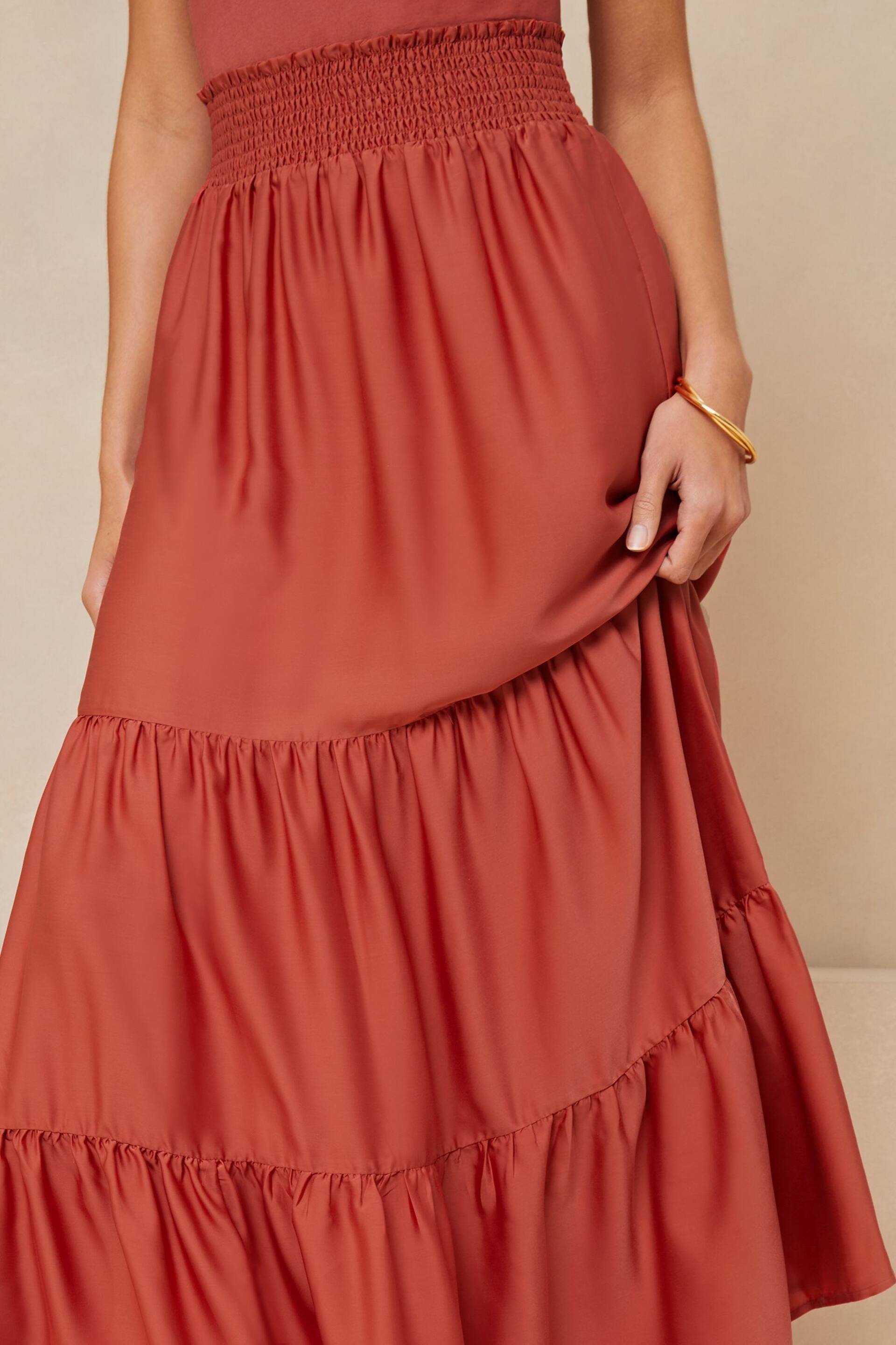 Lipsy Rust Hybrid Shirred Waist Summer Holiday Maxi Dress - Image 4 of 4