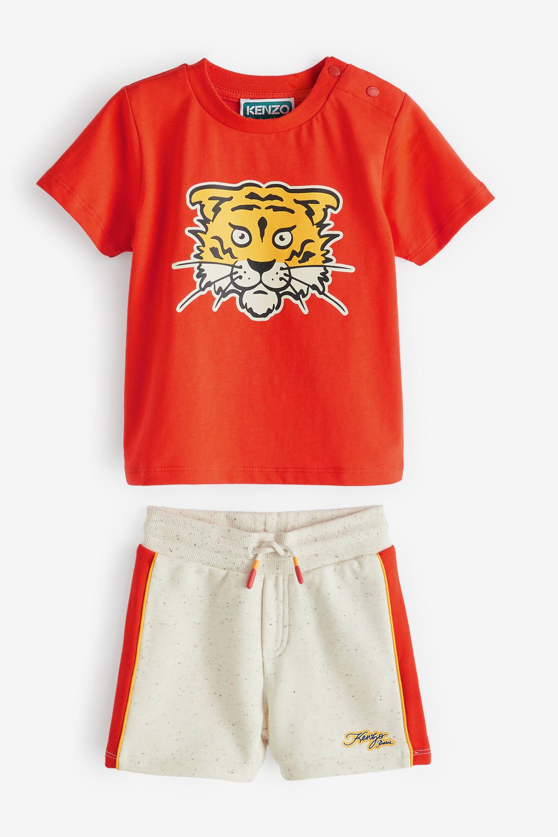 KENZO KIDS Baby Red Tiger Varisty Logo Print Short Sleeve Top and Shorts Set - Image 1 of 5
