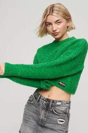 Superdry Green Vintage Textured Crop Knit Jumper - Image 2 of 4