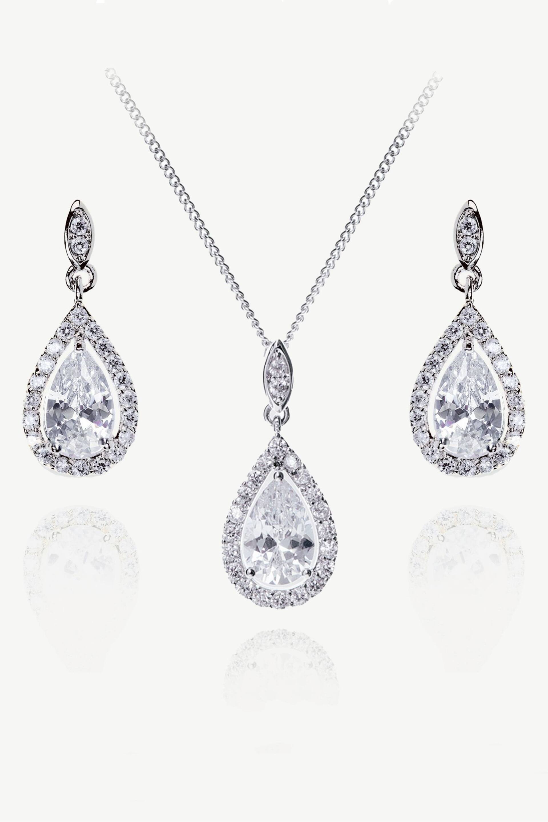 Ivory & Co Silver Belmont And Crystal Teardrop Set - Image 1 of 5