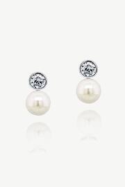 Ivory & Co Silver Portland Solitaire Crystal And Pearl Earrings - Image 1 of 5