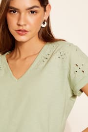 Friends Like These Green Short Sleeve V Neck Cutwork Slubby T-Shirt - Image 2 of 4