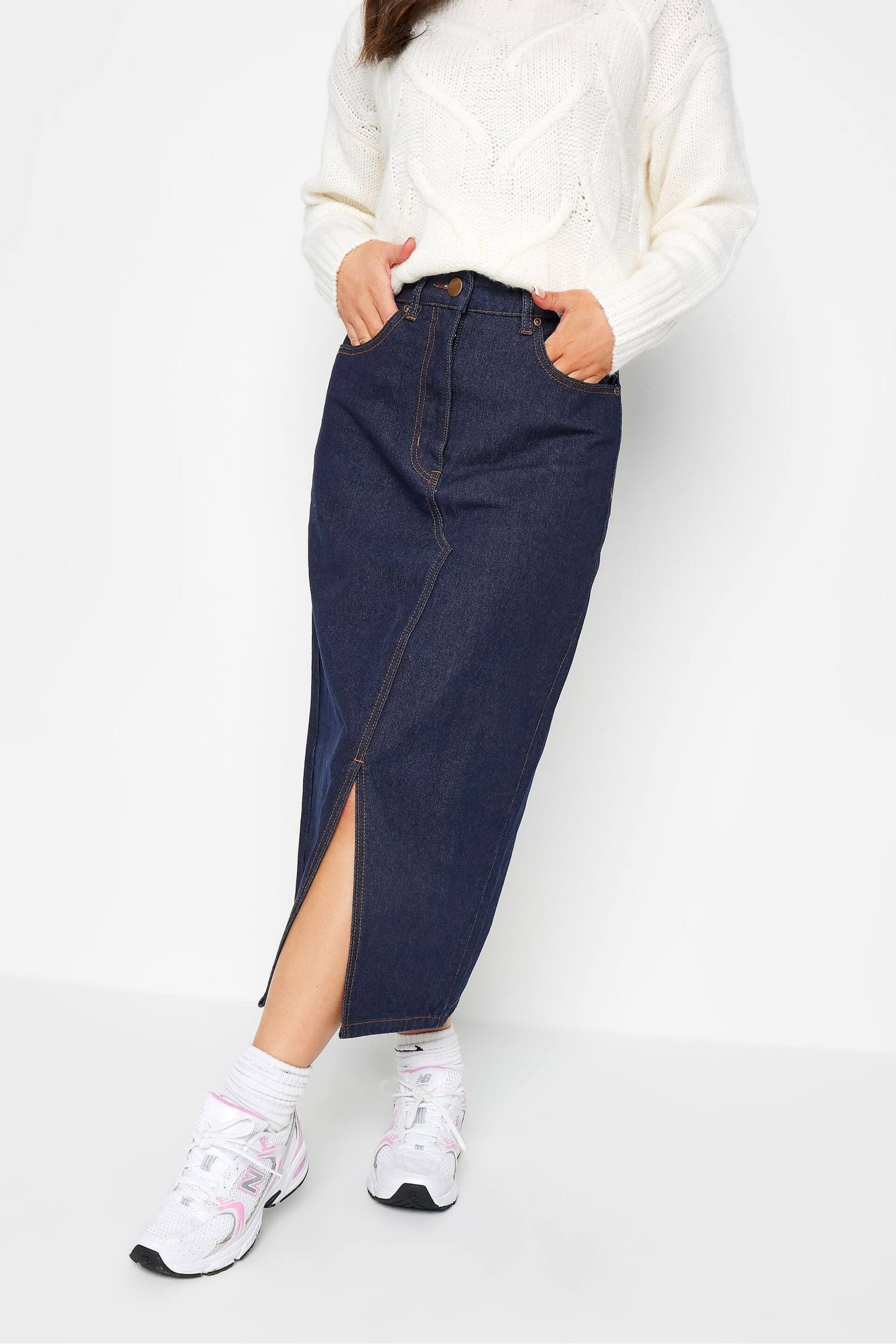 PixieGirl Petite Blue Denim Midi Skirt - Image 1 of 4