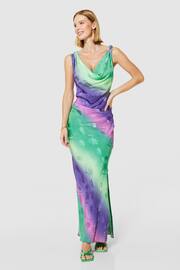 Closet London Purple Maxi Bias Cut Slip Multi Print Jacquard Dress - Image 4 of 5