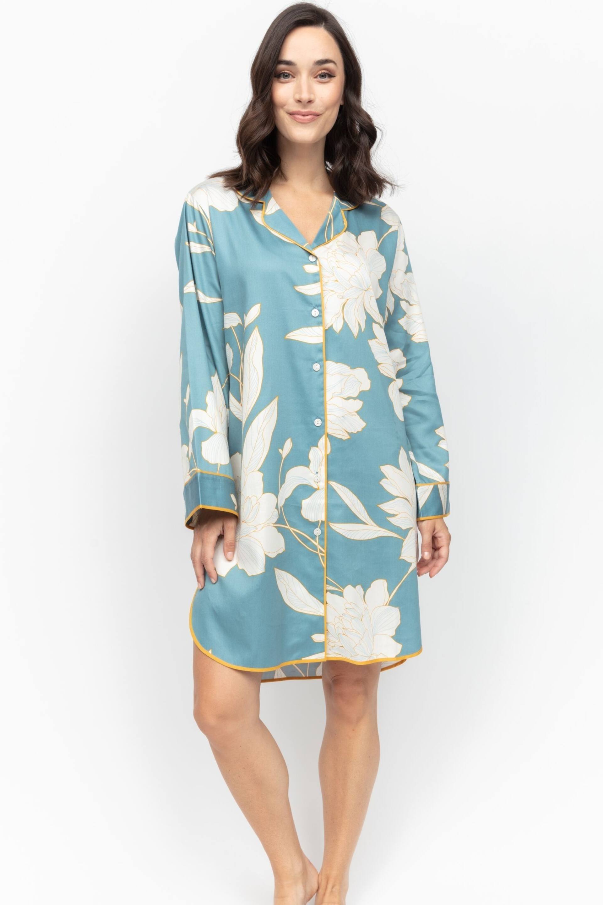 Fable and Eve Blue Floral Print Long Sleeve Nightshirt - Image 2 of 4