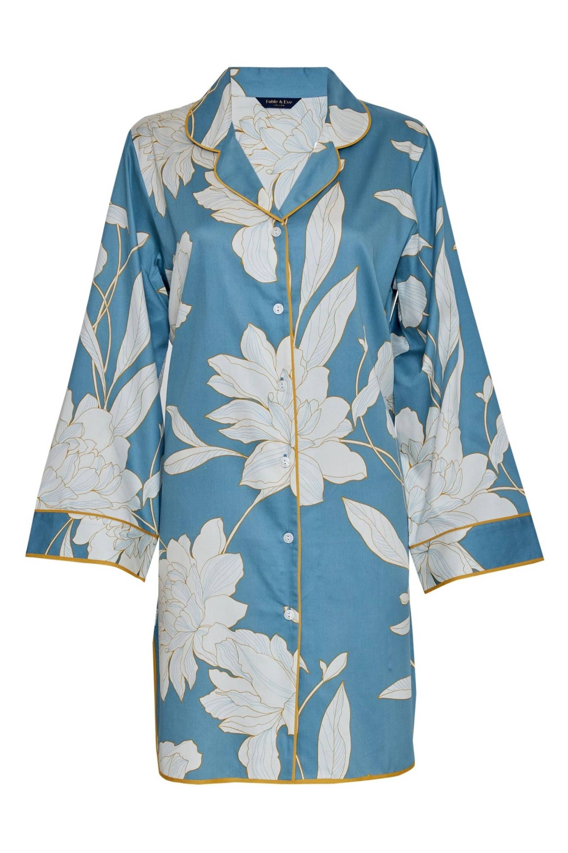 Fable and Eve Blue Floral Print Long Sleeve Nightshirt - Image 4 of 4