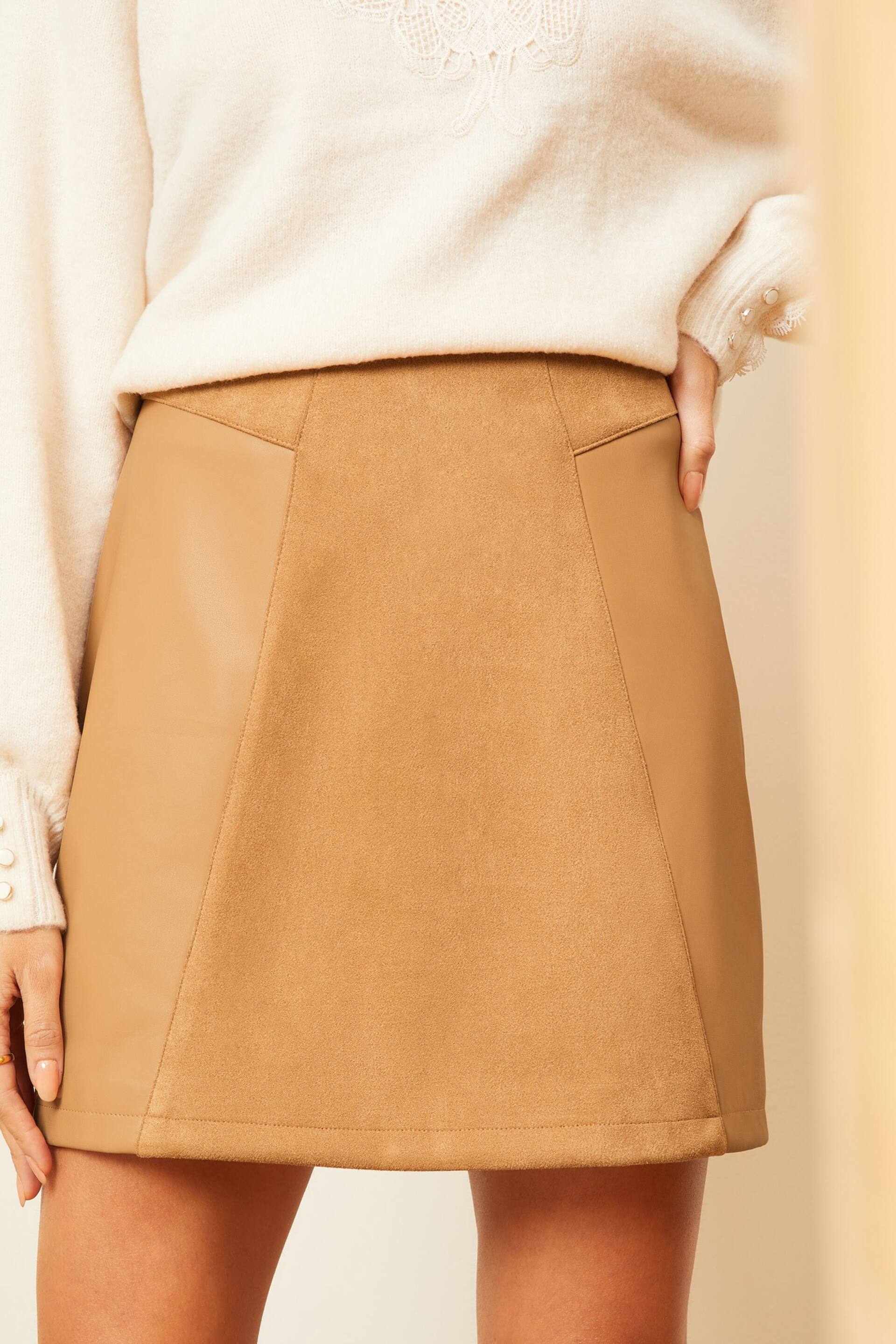 Love & Roses Tan Brown Faux Leather Mini Skirt - Image 1 of 4