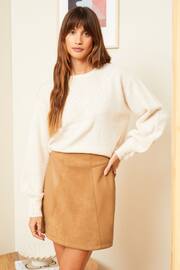 Love & Roses Tan Brown Faux Leather Mini Skirt - Image 2 of 4