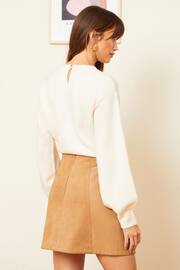 Love & Roses Tan Brown Faux Leather Mini Skirt - Image 3 of 4