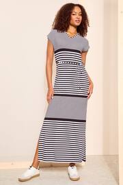 Friends Like These Black/White Straight T-Shirt Maxi Dress With Belt - Image 1 of 4