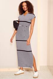 Friends Like These Black/White Straight T-Shirt Maxi Dress With Belt - Image 3 of 4