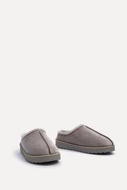 Linzi Grey Tana Faux Suede Slip-On Slippers With Aztec Detail - Image 4 of 5