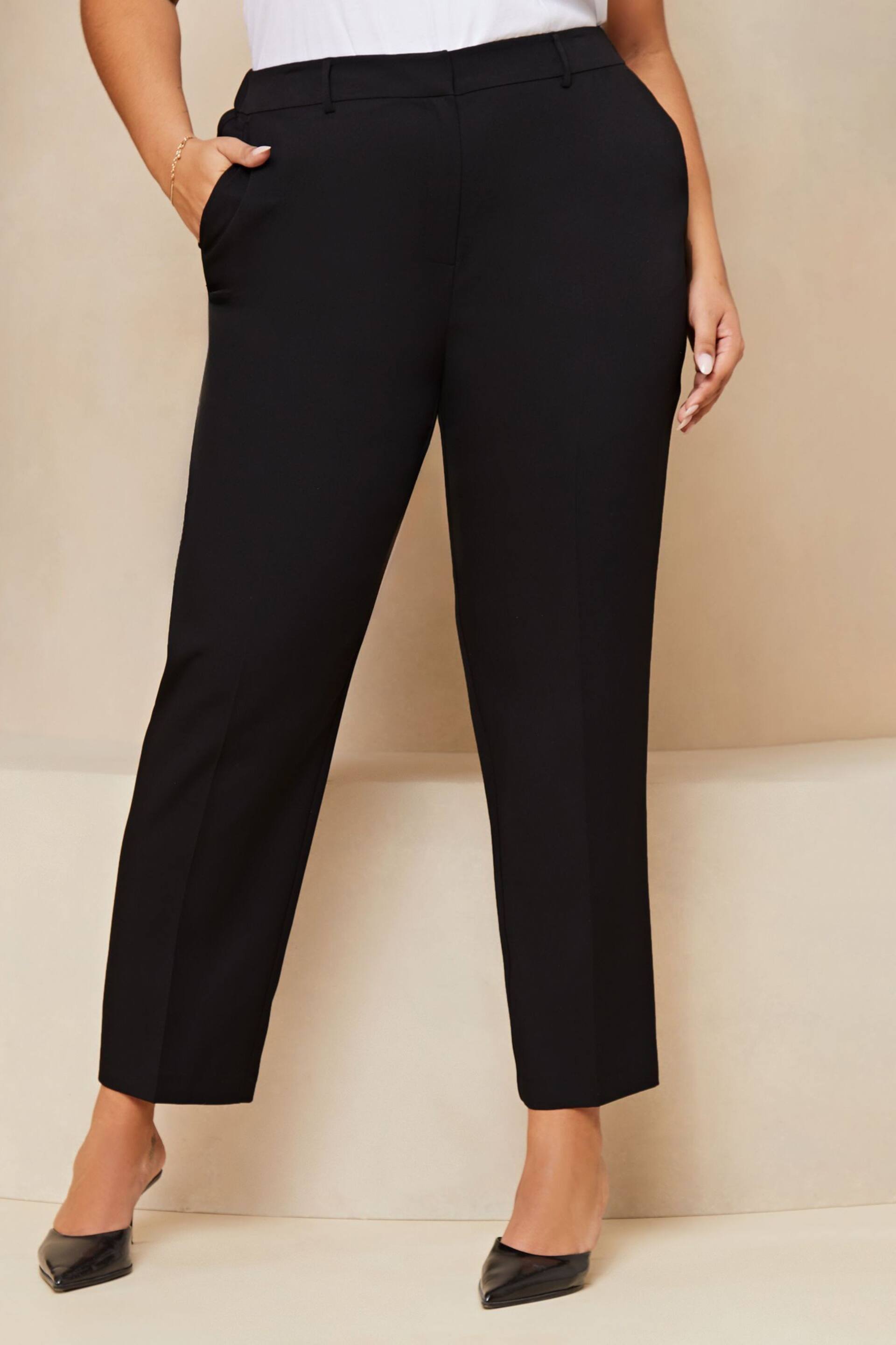 Lipsy Black Curve Tailored Tapered Smart Trousers - Image 1 of 4