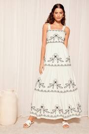 Friends Like These Ivory White Embroidered Tiered Strappy Maxi Dress - Image 1 of 4
