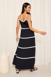 Friends Like These Navy Strappy Wavy Embroidered Maxi Dress - Image 3 of 4