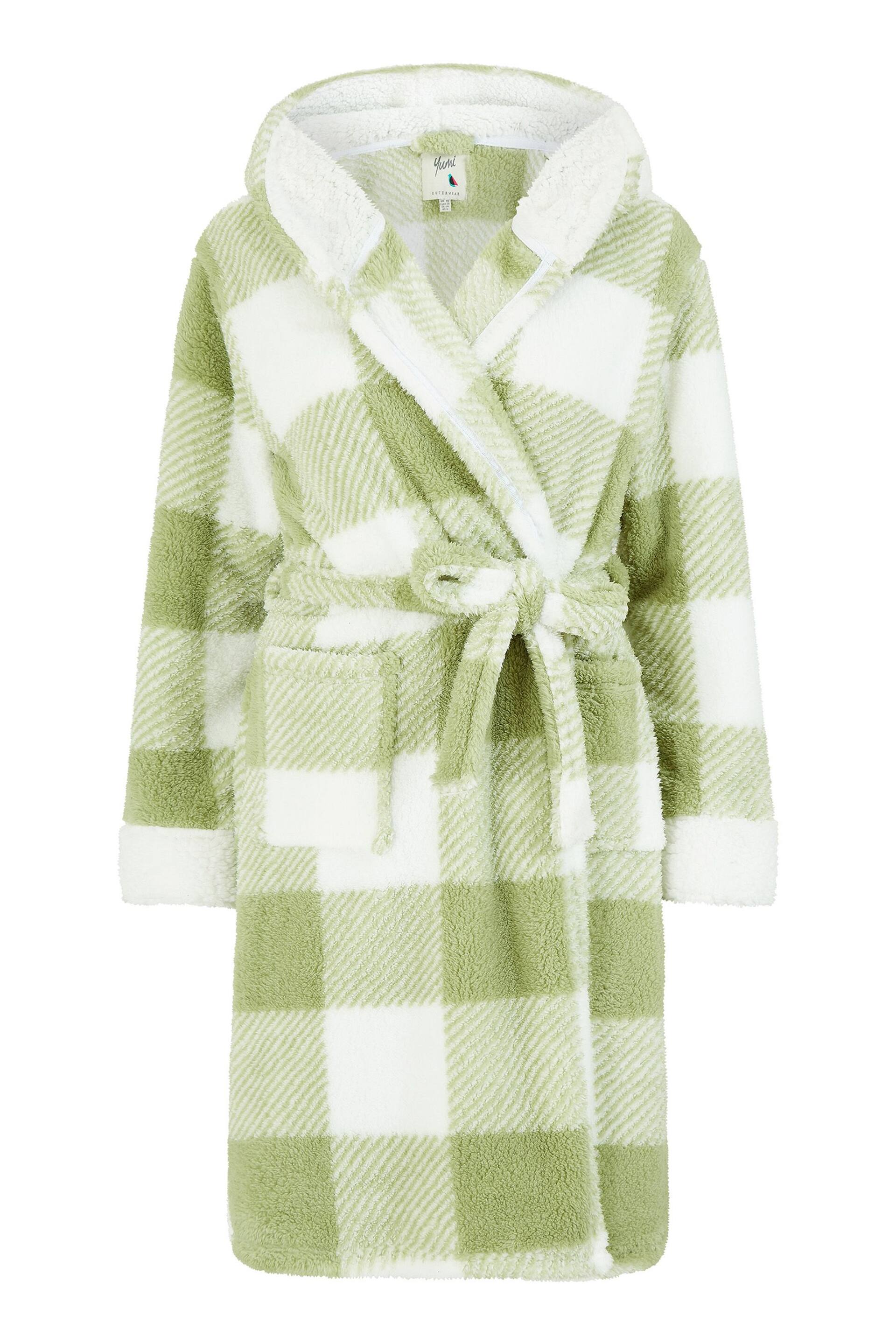 Yumi Green Check Super Soft Dressing Gown - Image 5 of 5