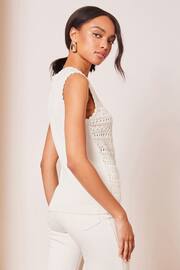 Lipsy Ivory White Crochet Knitted Sleeveless Vest Top - Image 2 of 4