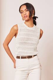 Lipsy Ivory White Crochet Knitted Sleeveless Vest Top - Image 4 of 4