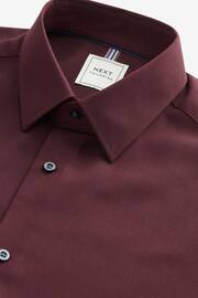 Burgundy Red Slim Fit Single Cuff Easy Care Textured Shirt - Image 3 of 4