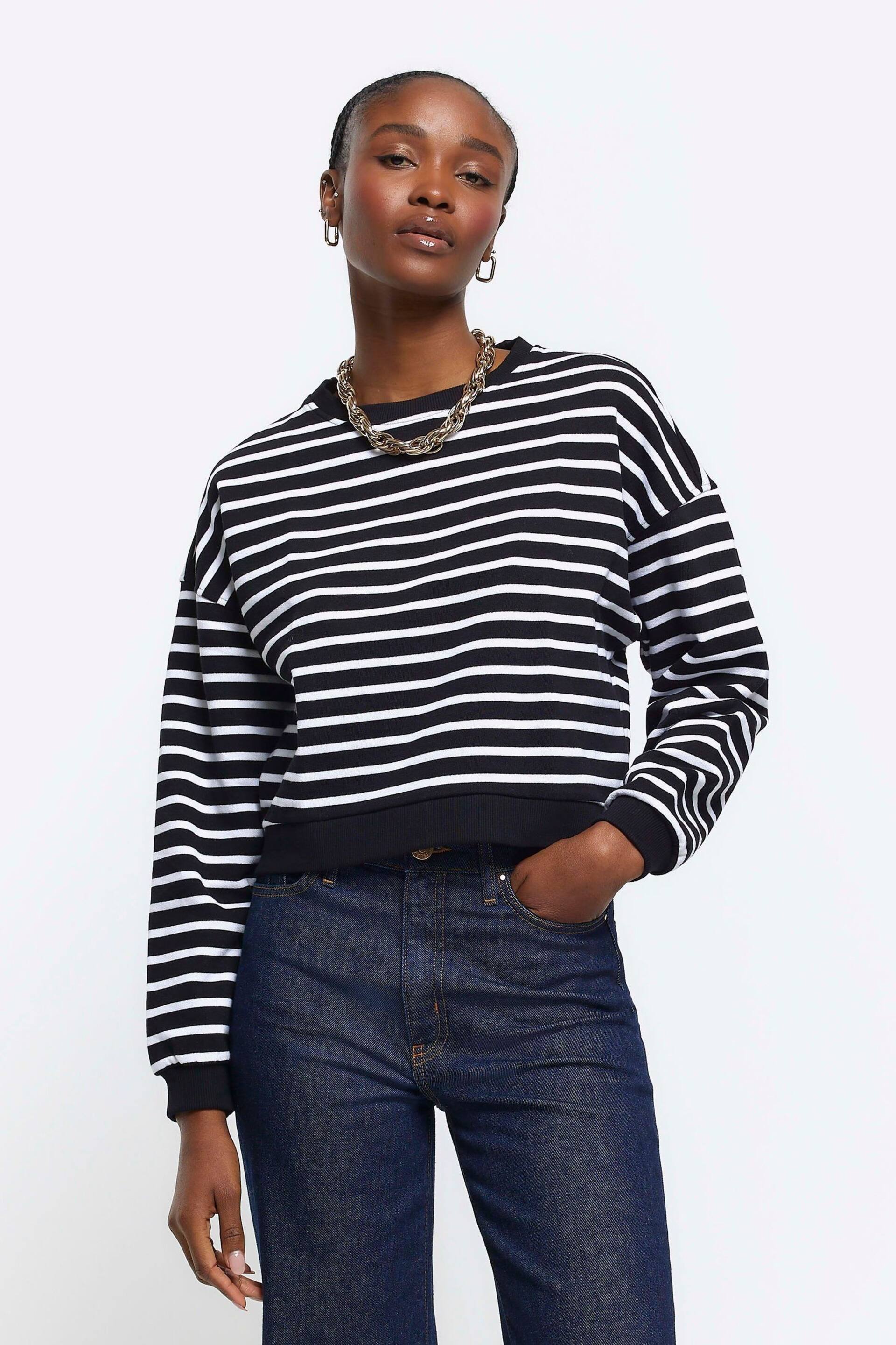 River Island Black Stripe Sweater - Image 1 of 6