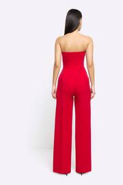 River Island Red Bardot Corset Jumpsuit - Image 2 of 4