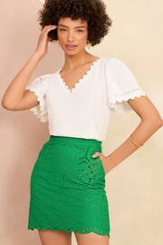 Love & Roses Green Broderie Mini Skirt - Image 1 of 4