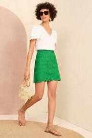 Love & Roses Green Broderie Mini Skirt - Image 4 of 4