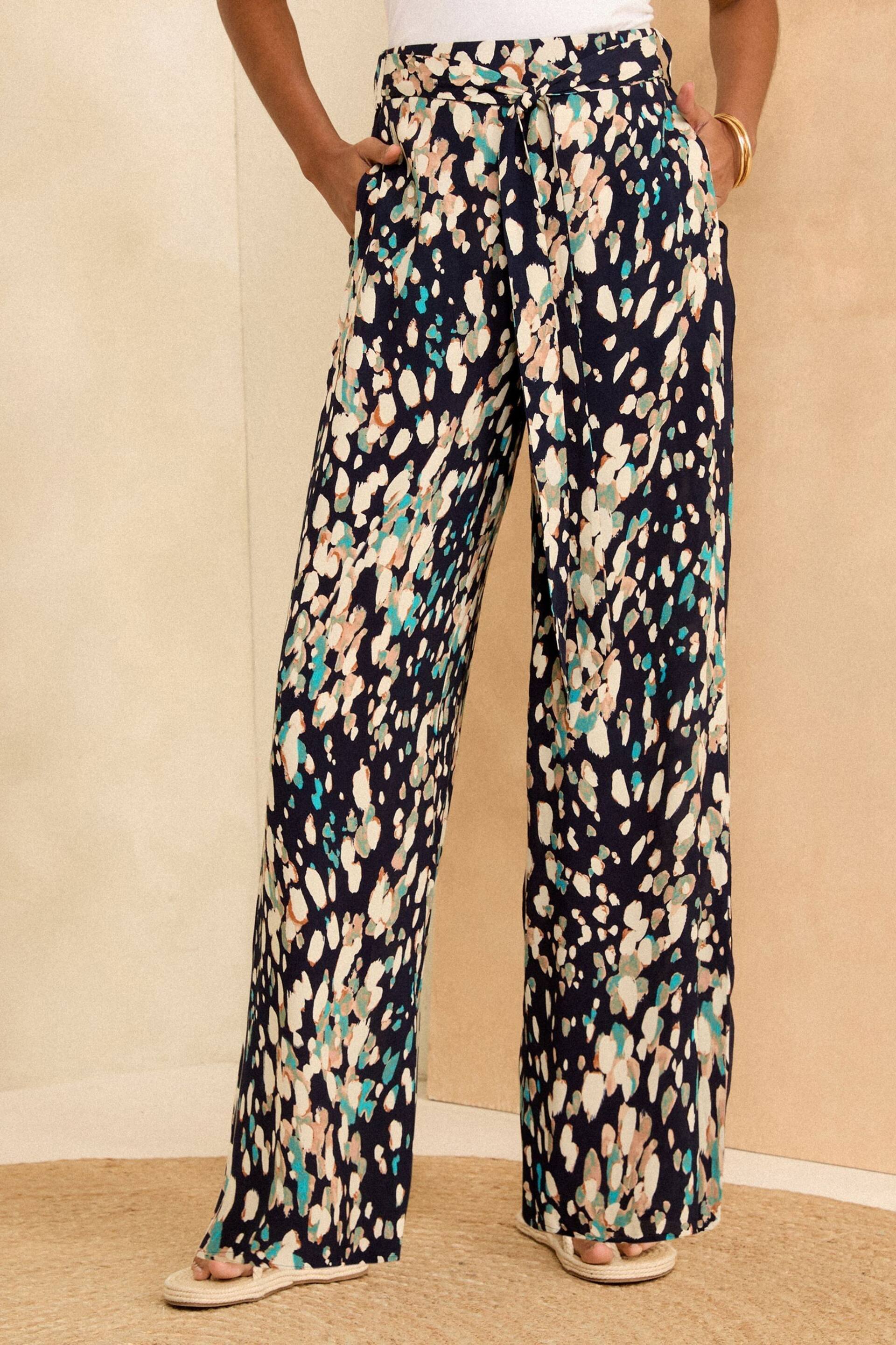 Love & Roses Animal Printed Belted Wide Leg Trousers - Image 1 of 4