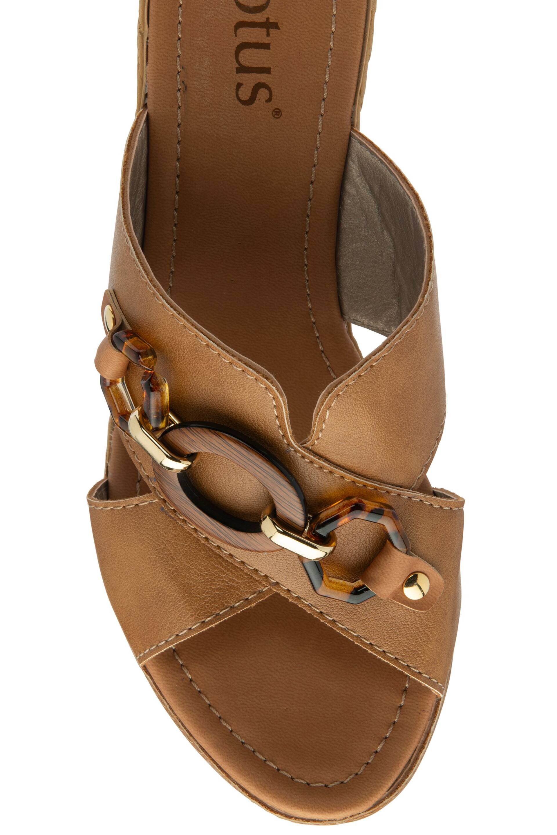 Lotus Brown Casual Wedge Mule Sandals - Image 4 of 4