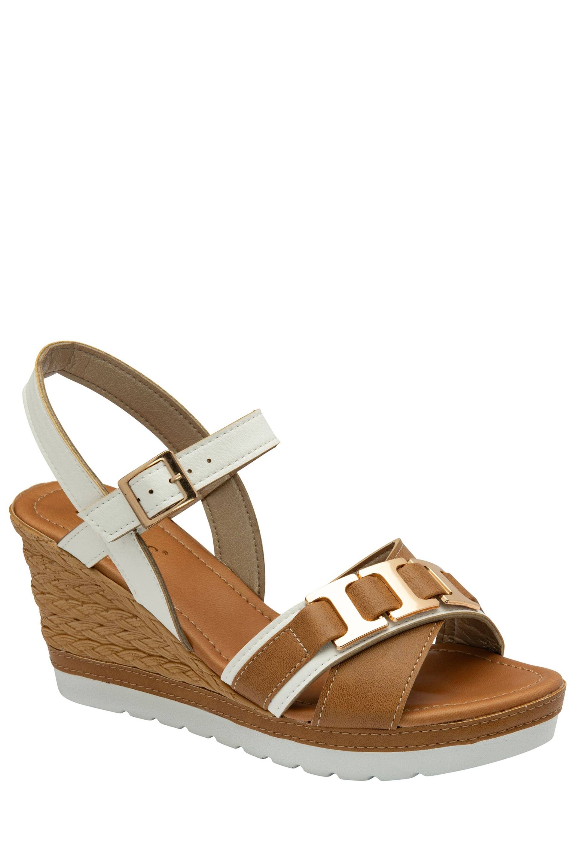 Lotus White Casual Wedge Sandals - Image 1 of 4