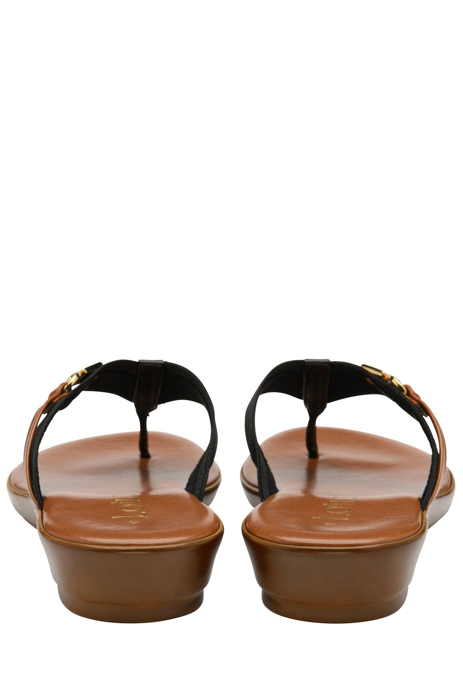 Lotus Black Low Wedge Toe Thong Sandals - Image 3 of 4