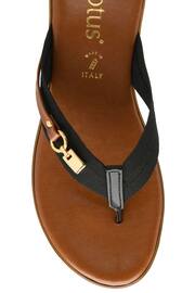 Lotus Black Low Wedge Toe Thong Sandals - Image 4 of 4