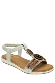 Lotus White Casual Low Wedge Sandals - Image 1 of 4