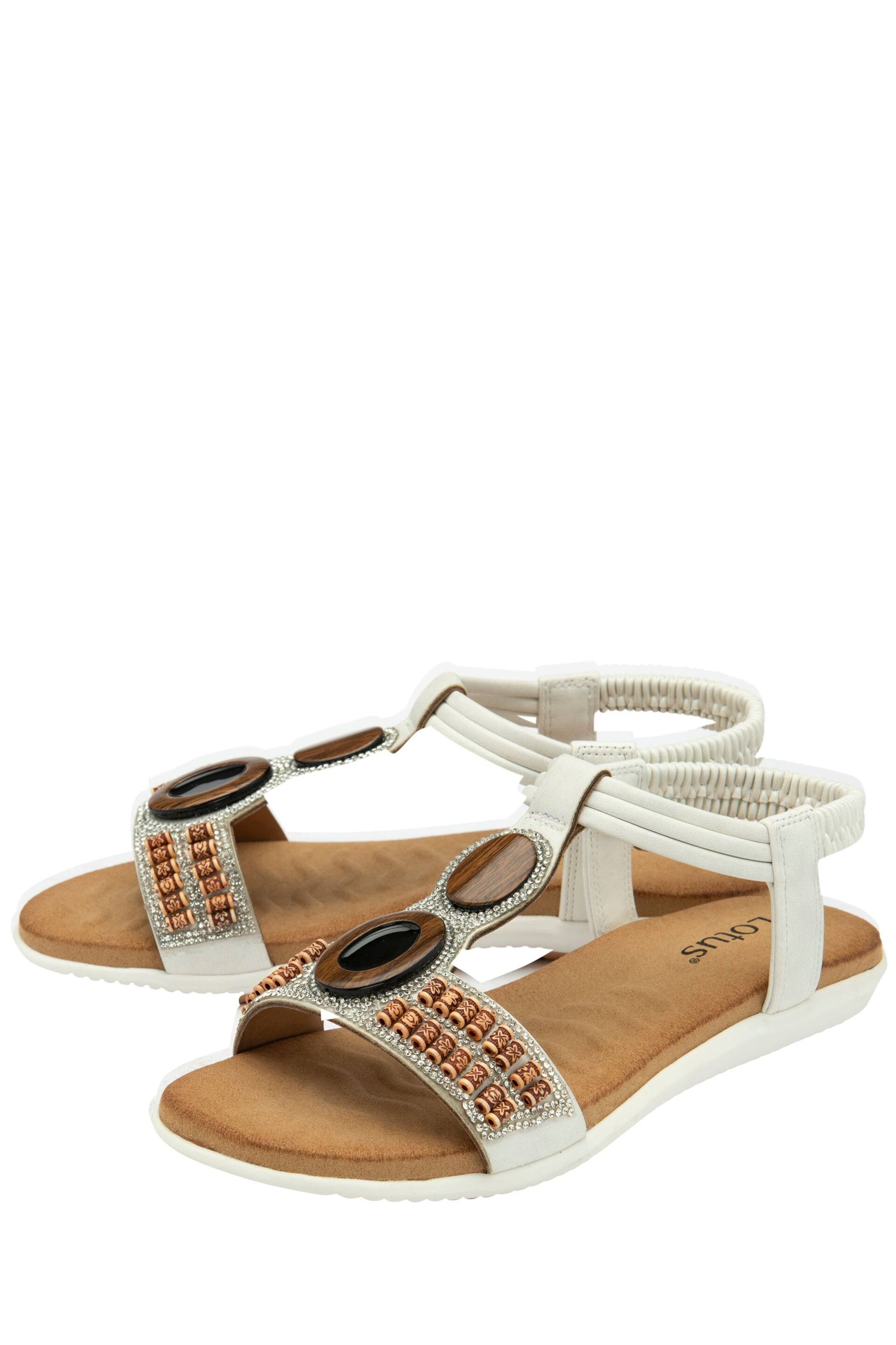 Lotus White Casual Low Wedge Sandals - Image 2 of 4