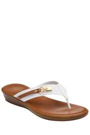 Lotus White Low Wedge Toe Thong Sandals - Image 1 of 4