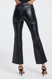 Good American Black Mini Good Legs Crop Boots Luxe Faux Fur Leather Trousers - Image 2 of 6