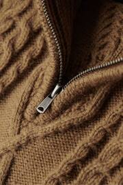 Superdry Brown Vintage Jacob Cable Knit Half Zip Jumper - Image 4 of 5