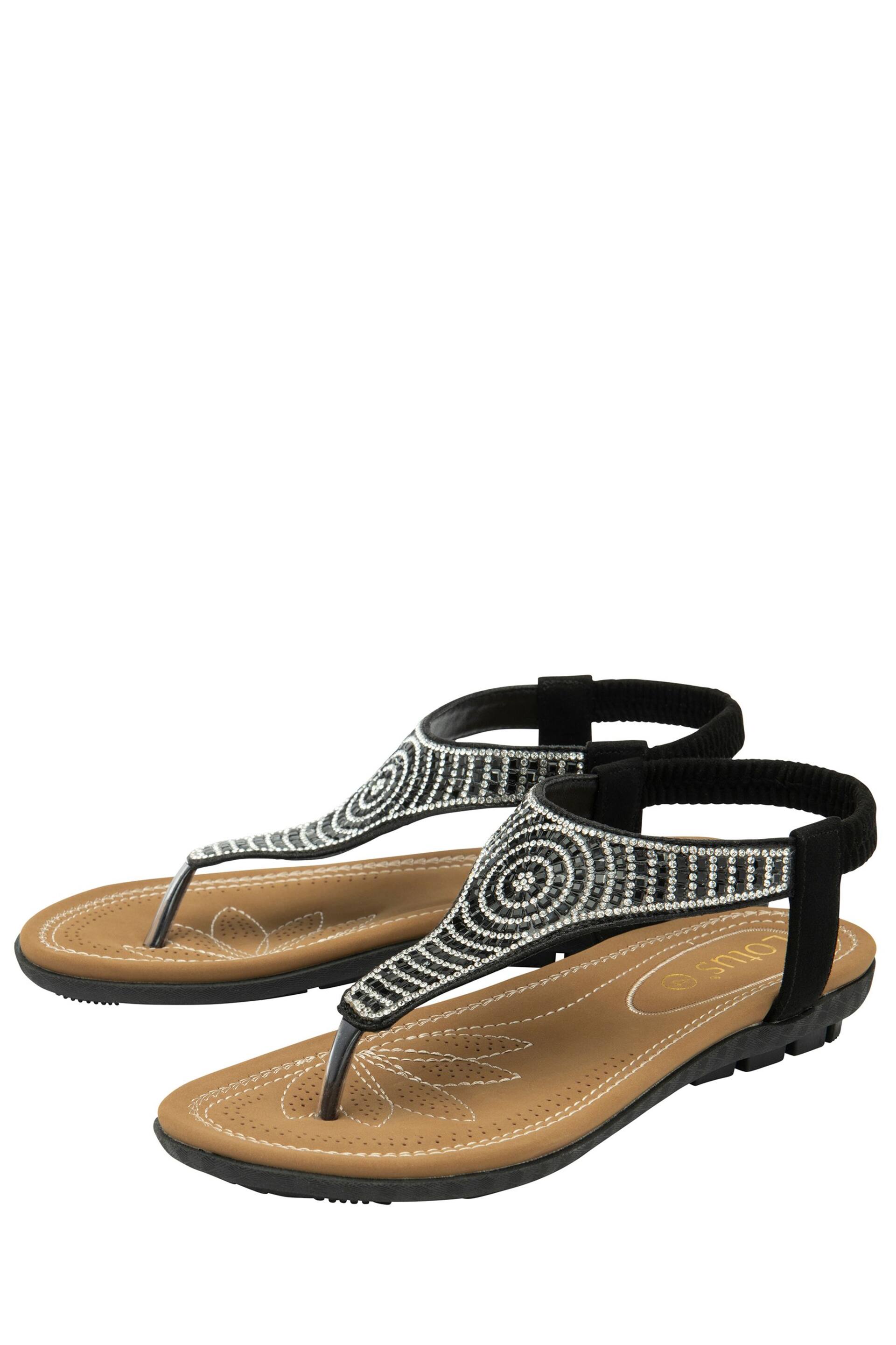 Lotus Black Casual Toe Thong Holiday Sandals - Image 2 of 4