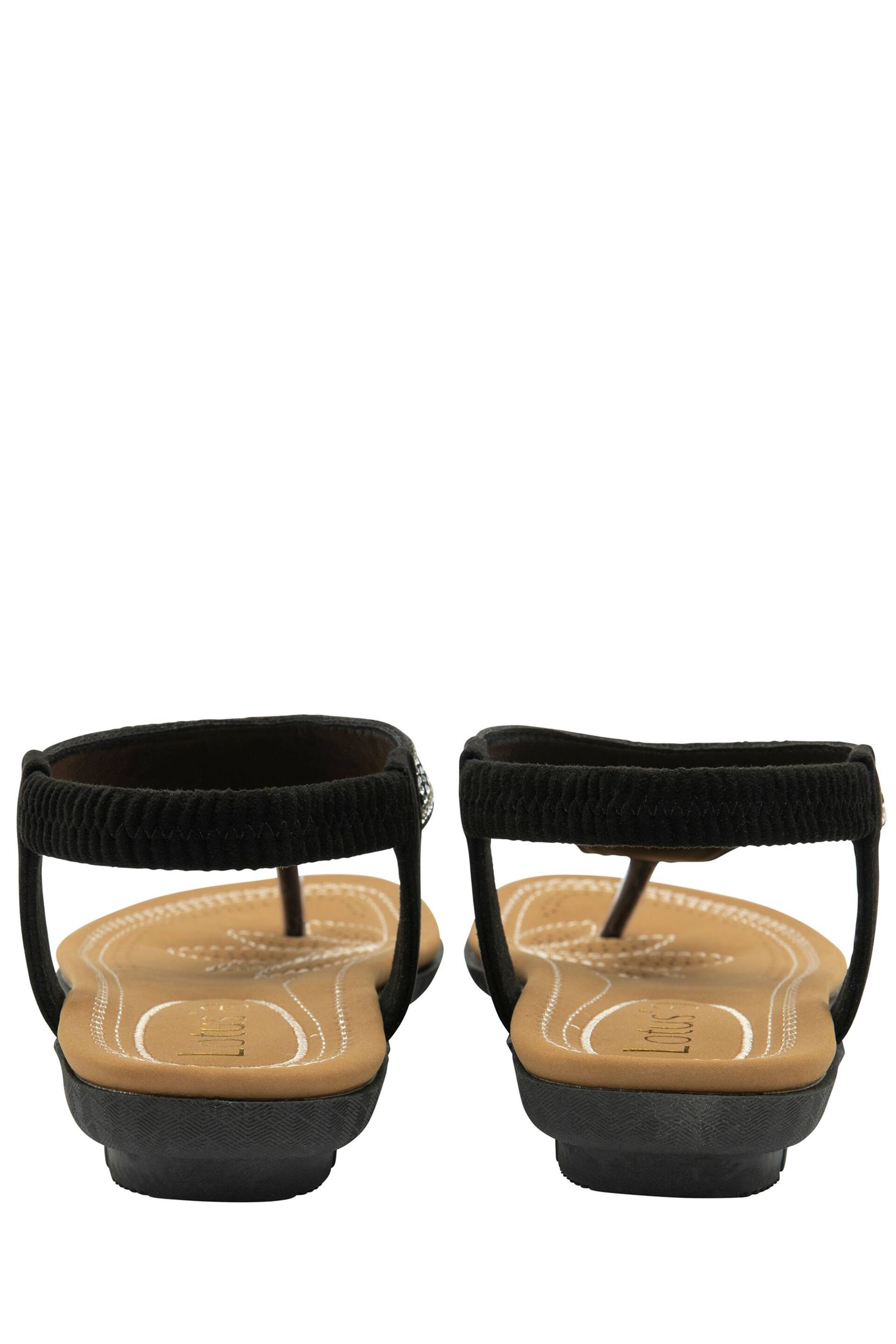 Lotus Black Casual Toe Thong Holiday Sandals - Image 3 of 4