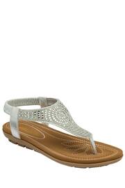 Lotus Silver Casual Toe Thong Holiday Sandals - Image 1 of 4