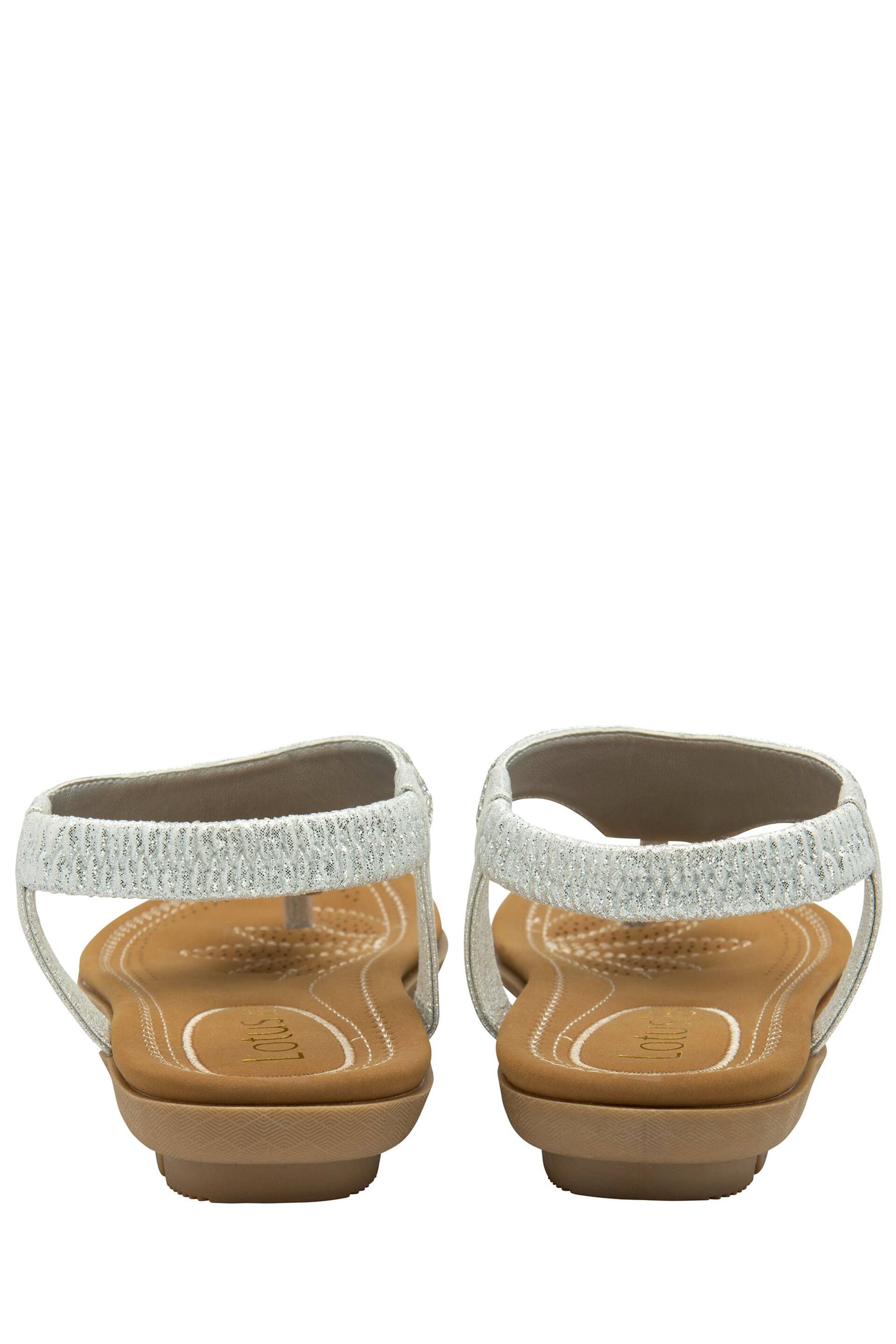 Lotus Silver Casual Toe Thong Holiday Sandals - Image 3 of 4