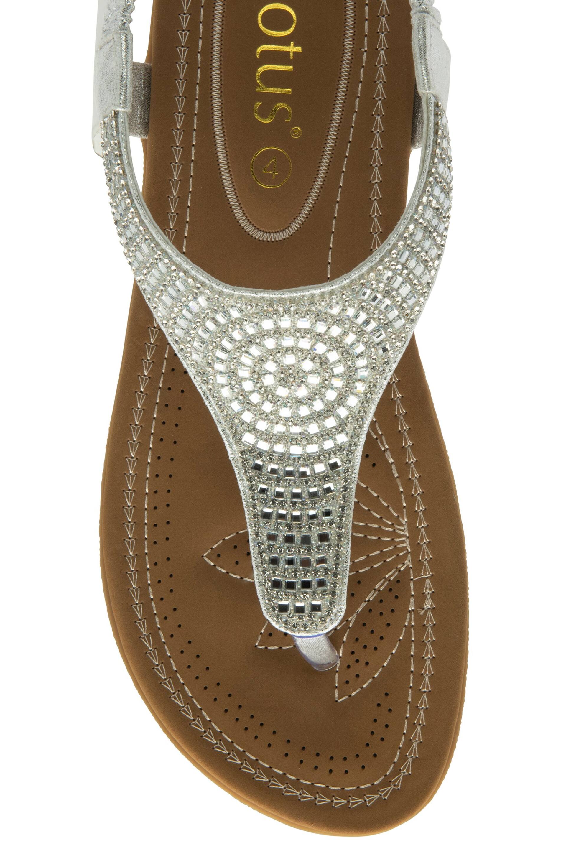 Lotus Silver Casual Toe Thong Holiday Sandals - Image 4 of 4