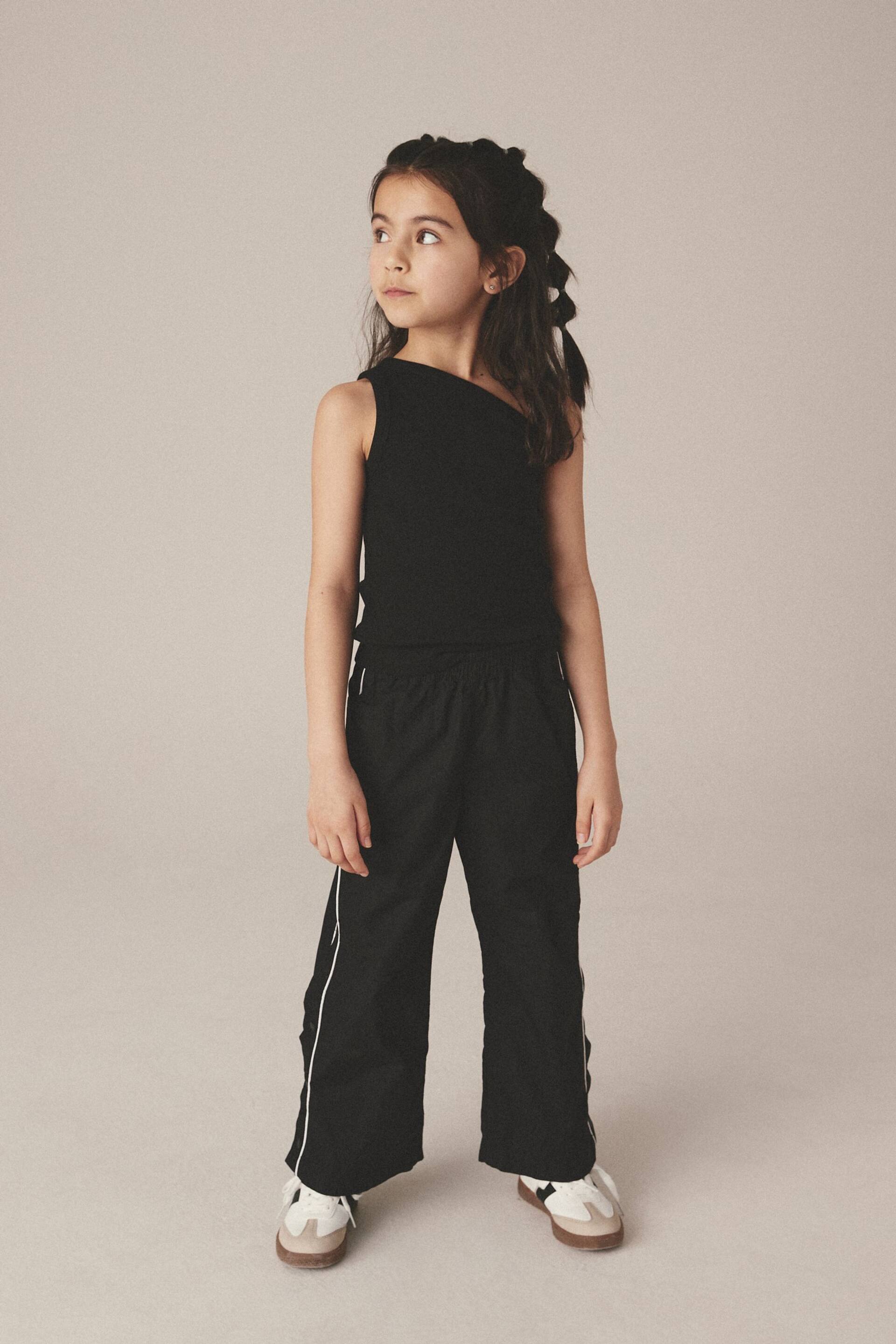 Black Wide Leg Woven Joggers (3-16yrs) - Image 2 of 8